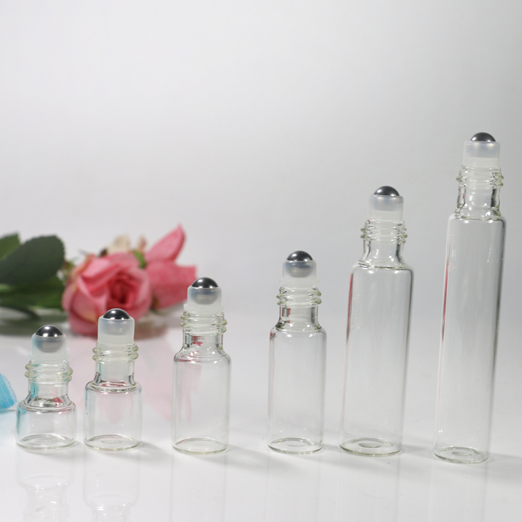 3 ml 5 ml 10 ml rolling glass perfume thin amber transparent glass empty bottle with ball