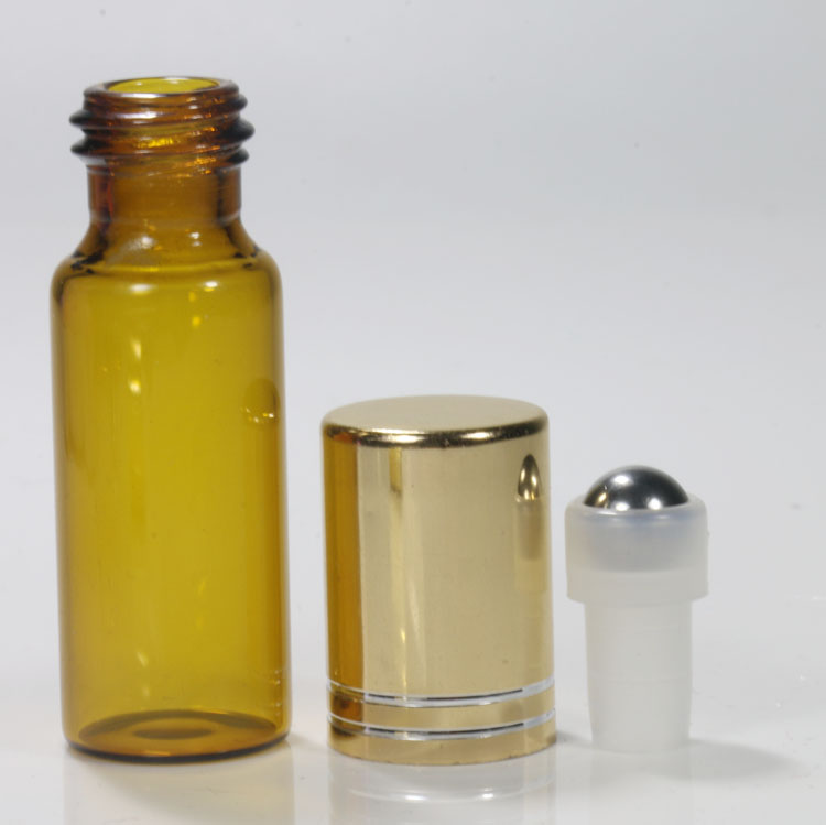 3 ml 5 ml 10 ml rolling glass perfume thin amber transparent glass empty bottle with ball