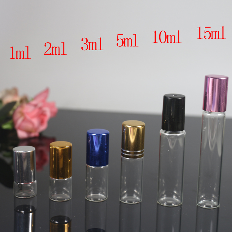 3 ml 5 ml 10 ml rolling glass perfume thin amber transparent glass empty bottle with ball