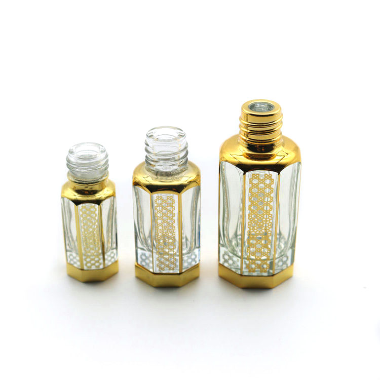 3 ml Arabian Oud Perfume Bottle Empty Gold Glass