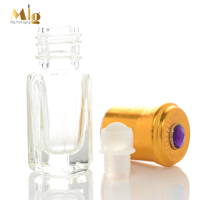 3 ml octagon mini gift promotion used roll on glass bottle