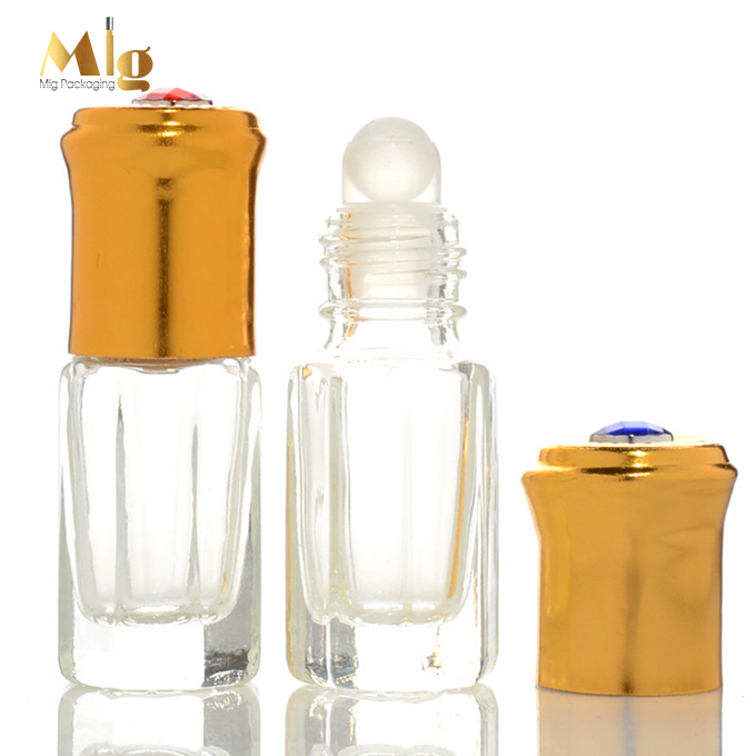 3 ml octagon mini gift promotion used roll on glass bottle