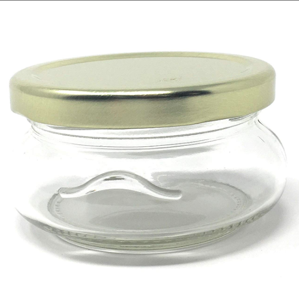 3 oz 100 ml Tureen Clear Glass Jar with Gold Metal Lid For Honey