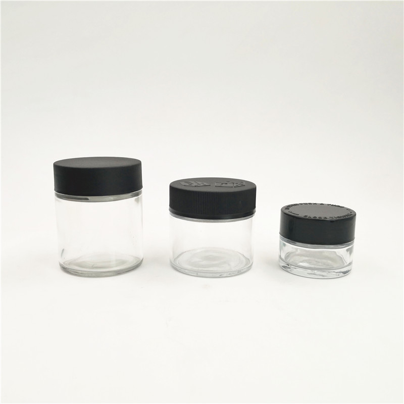 3 oz 4 oz frosted childproof glass jars child resistant container with airtight smell proof lid