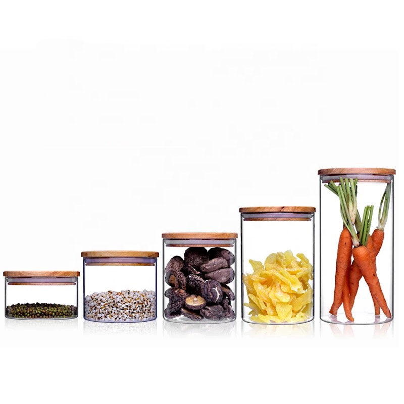 3 pcs glass kitchen storage jar food containers with lids set GS-23K