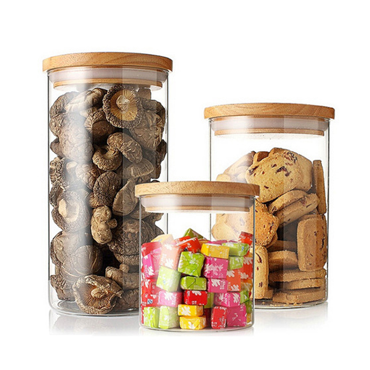 30 40 60 80 100 120 200 300 500 ml glass jar container with bamboo lid for storage