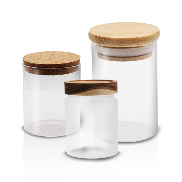 30 40 60 80 100 120 200 300 500 ml high Borosilicate Glass Jar Container With Bamboo Lid For Storage