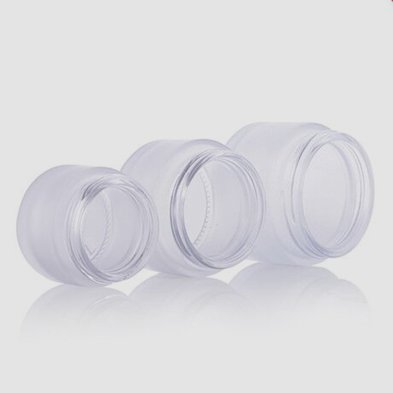 30 50 100 gram clear frosted cosmetic skin care cream jar with silver lid