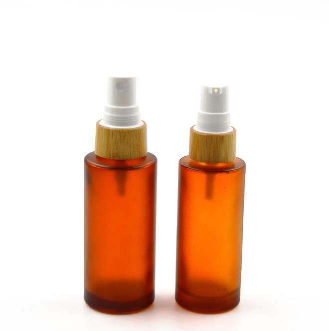 30 50 100g frosted amber glass skincare cream jar 10ml essential oil dropper bottle 100ml lotion spray bottle with bamboo top