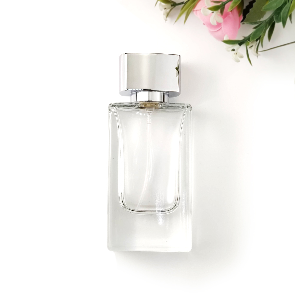 30/50/70ml factory bulk sale cosmetic package custom design brand logo crystal clear glass perfume cologne bottle square