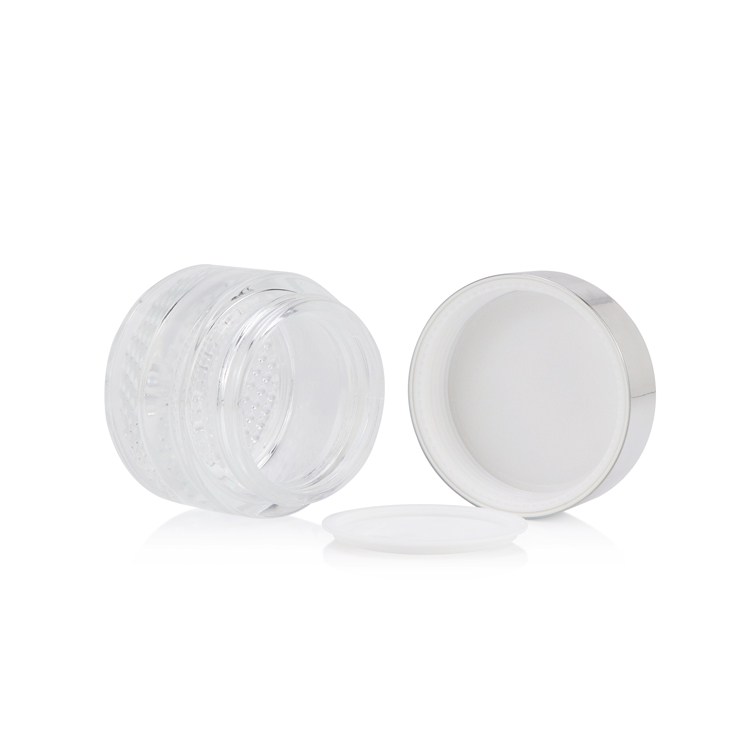 30 50 g 1 1.7 fl oz empty round thick button clear frosted glass cream containers cosmetic jar with plastic silver cap