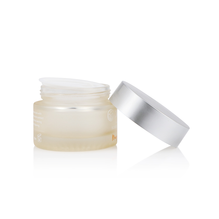30 50 g 1 1.7 fl oz empty round thick button clear frosted glass cream containers cosmetic jar with plastic silver cap