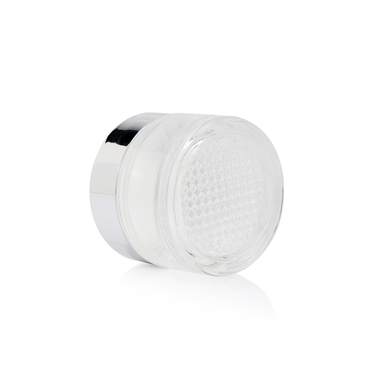 30 50 g 1 1.7 fl oz empty round thick button clear frosted glass cream containers cosmetic jar with plastic silver cap