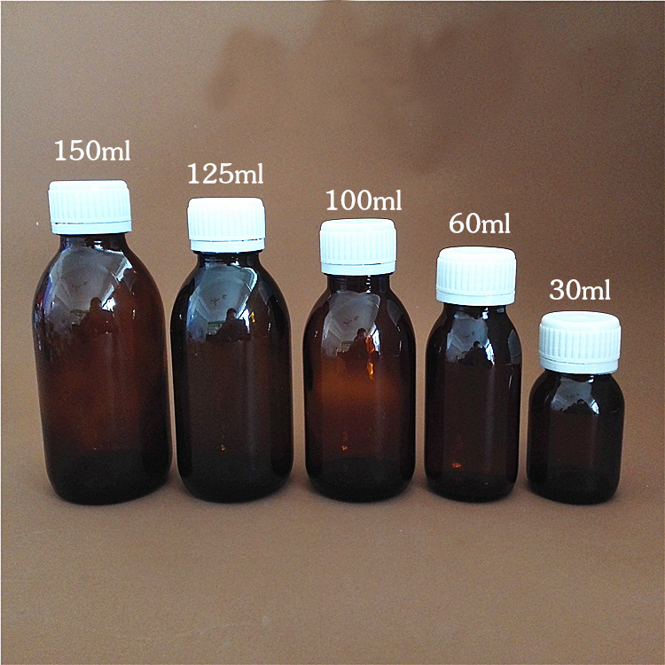 30 60 100 125 150 ml pharmaceutical amber capsule glass packaging medicine tablets pill bottles with child proof cap