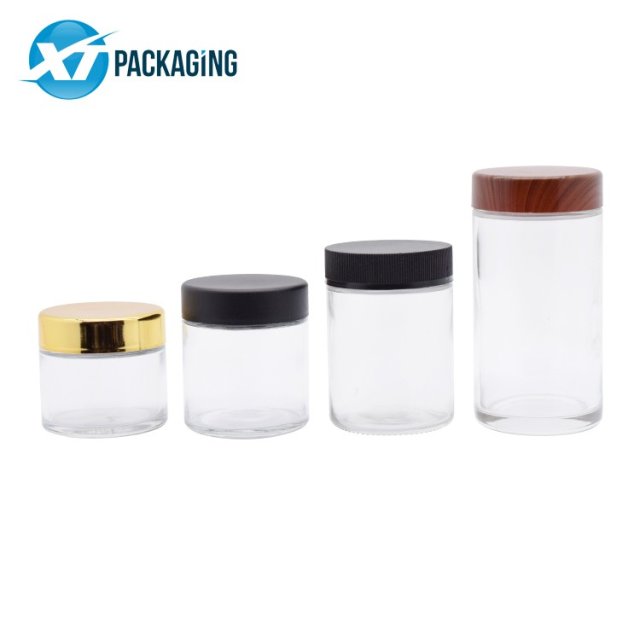 30 60 100ml clear empty frosted matte glass jar cream jar with white black plastic cap