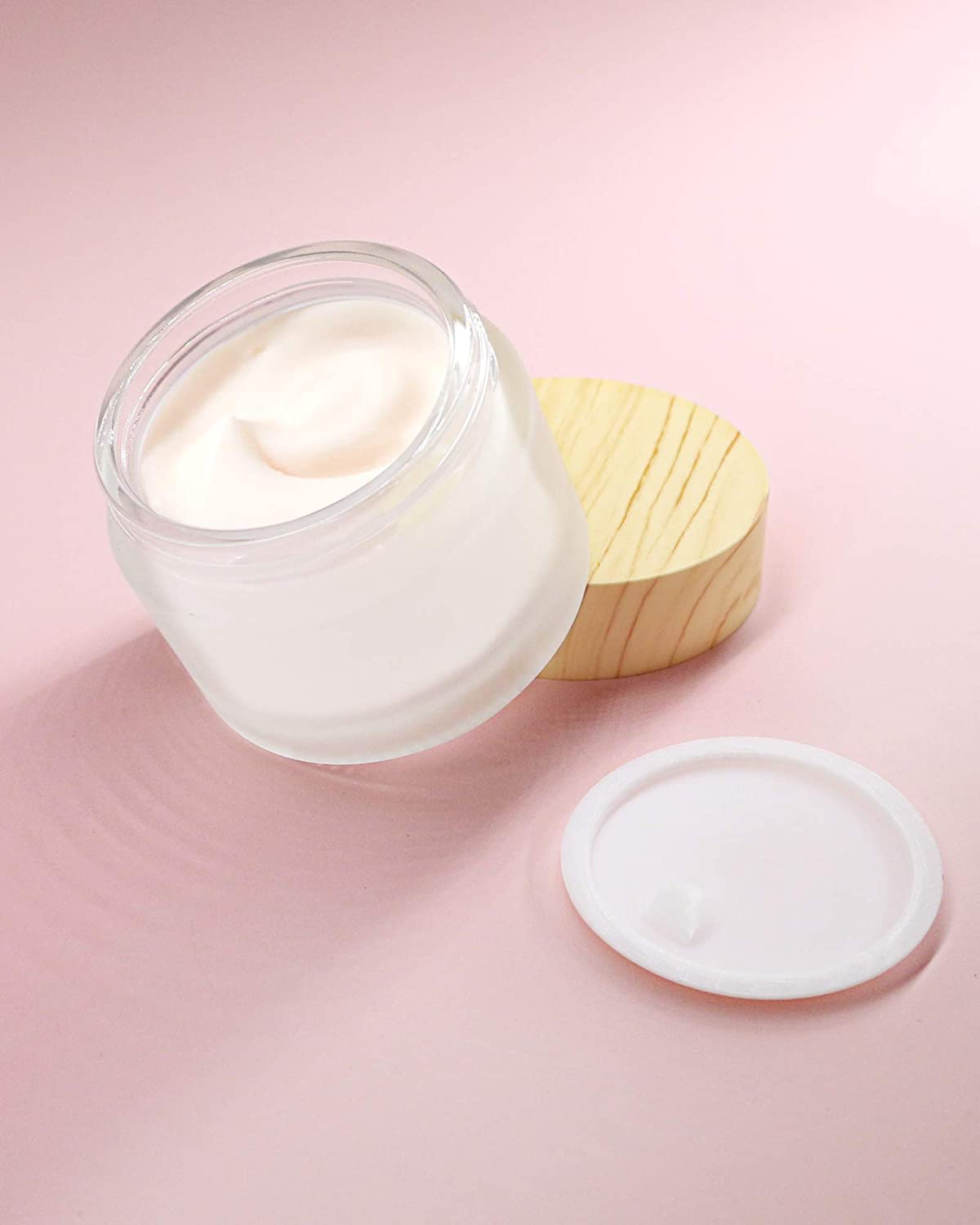 30 Gram Glass Cosmetic Containers Empty Cream Jars with Bamboo Leakproof Lids Makeup Sample Containers BPA free Pot Jars
