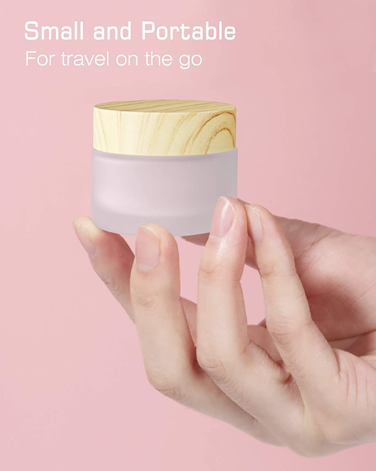 30 Gram Glass Cosmetic Containers Empty Cream Jars with Bamboo Leakproof Lids Makeup Sample Containers BPA free Pot Jars