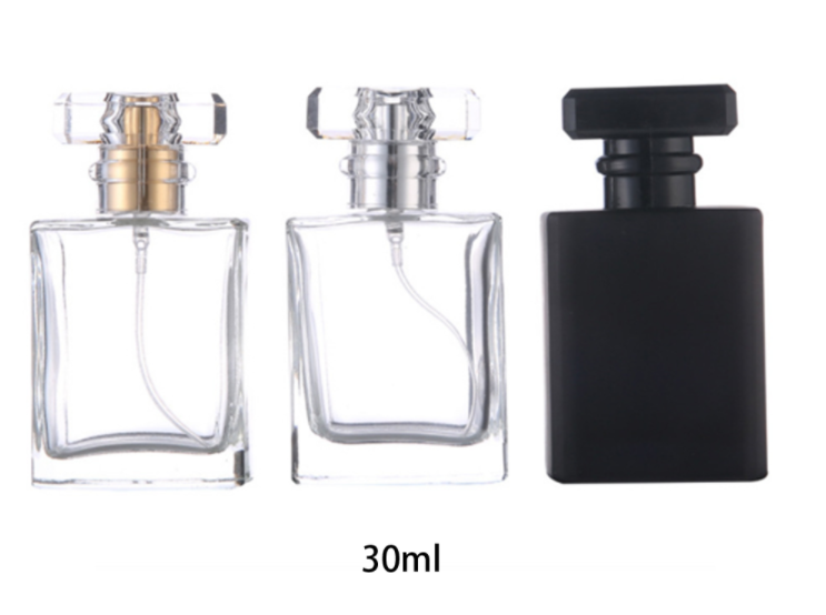 30 Ml 50 Ml 100Ml Clear Square Refillable Perfume Screw Glass Bottle For Essential Oil