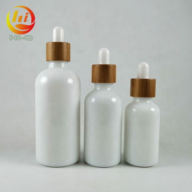 30 ml 30ml porcelain white dropper bottle with bamboo lid