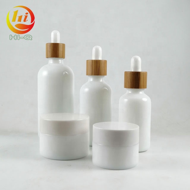 30 ml 30ml porcelain white dropper bottle with bamboo lid
