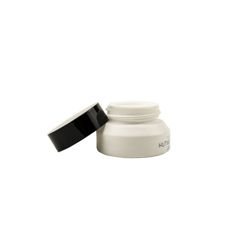 30 ml 50 ml 100 ml 1oz 30g 50g clear green frosted matte black cream glass jar with sloping shoulder with black plastic lid