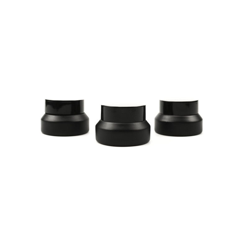 30 ml 50 ml 100 ml sloping shoulder matte black glass cosmetic jar with black plastic lid