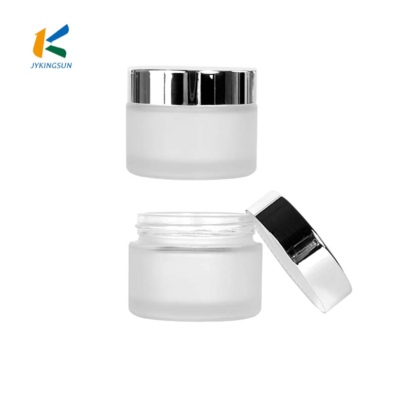 30 ml 50 ml 2oz matte glass round cosmetic face cream jar with gold lid