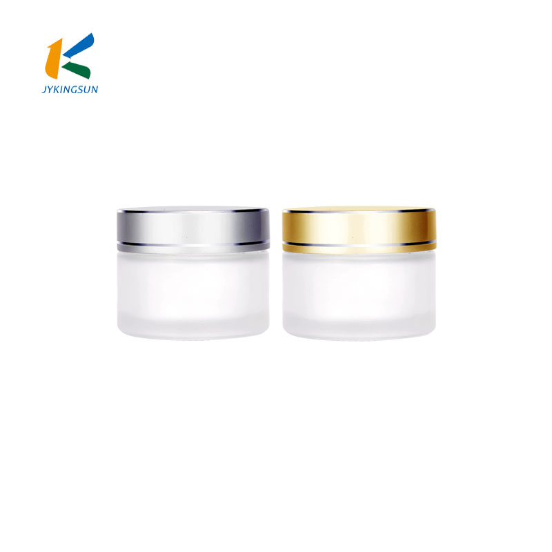 30 ml 50 ml 2oz matte glass round cosmetic face cream jar with gold lid