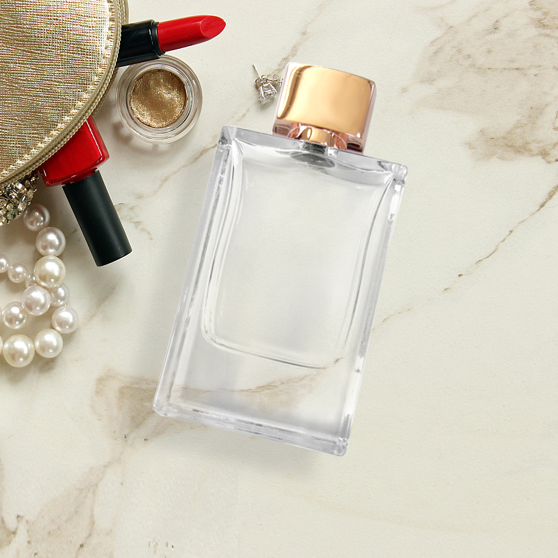 30 ml 50 ml 70 ml UV printing decorative crimp atomizer classic square glass perfume bottle with package box