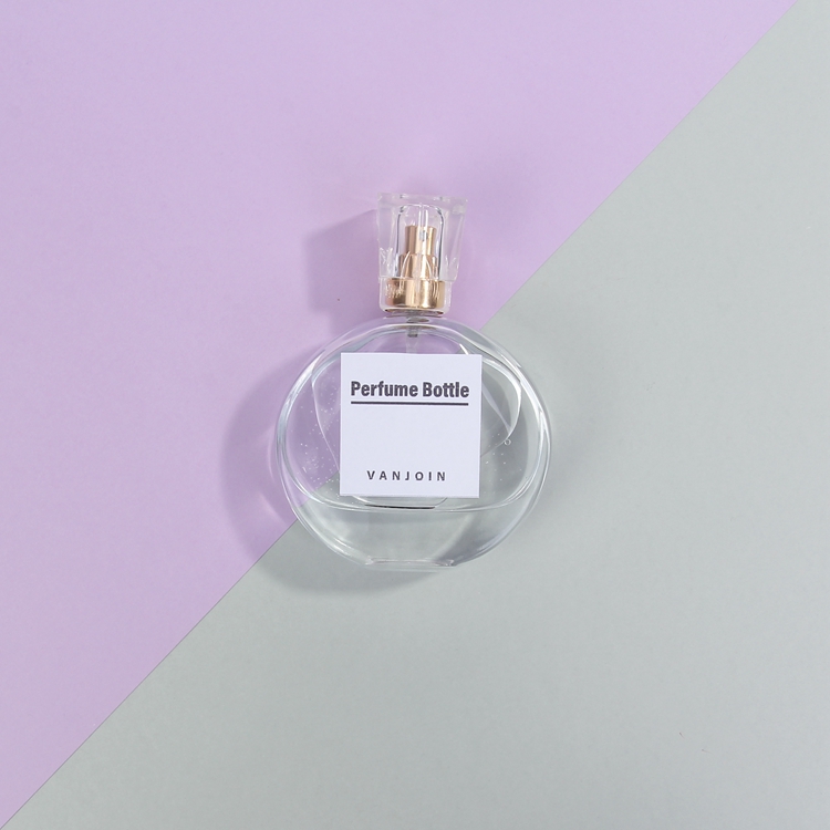 30 ml 50 ml Personal care empty round flat woman perfume glass bottles in bulk