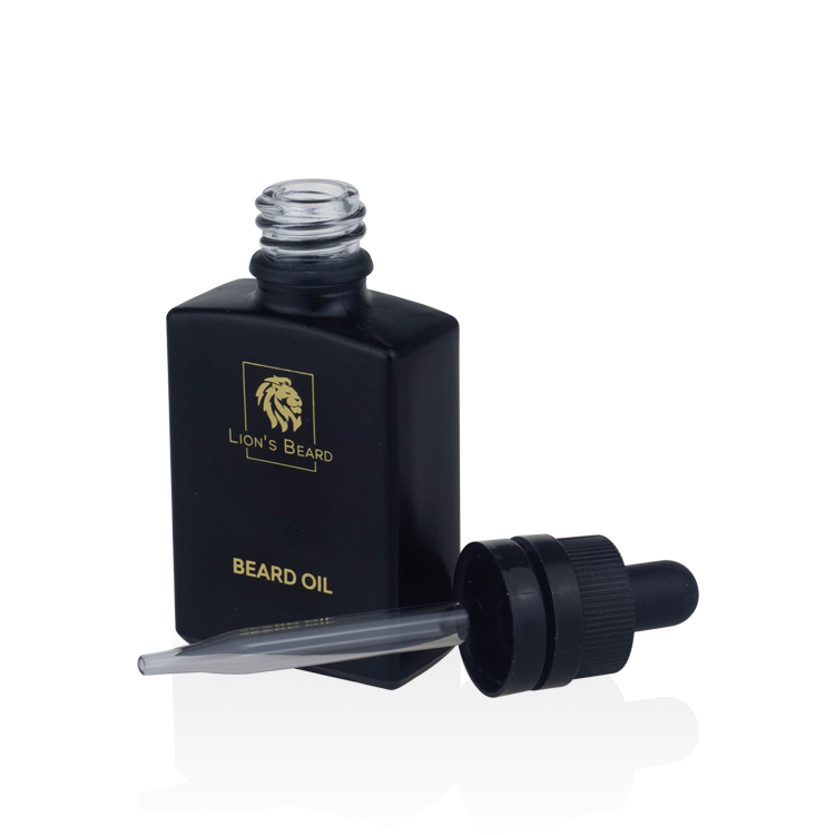 30 ml 50 ml matte black square beard oil glass dropper bottle with tamper evident cap tamper