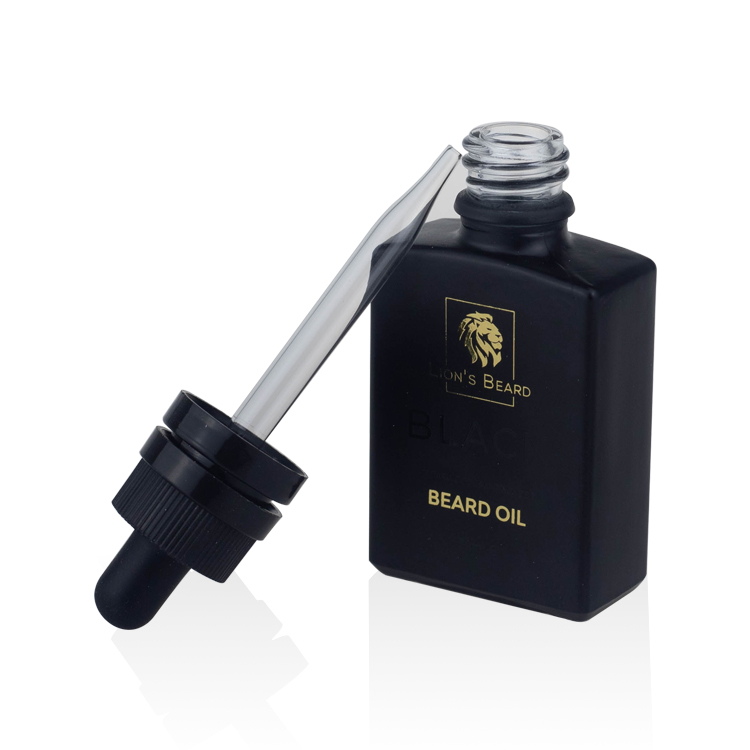 30 ml 50 ml matte black square beard oil glass dropper bottle with tamper evident cap tamper