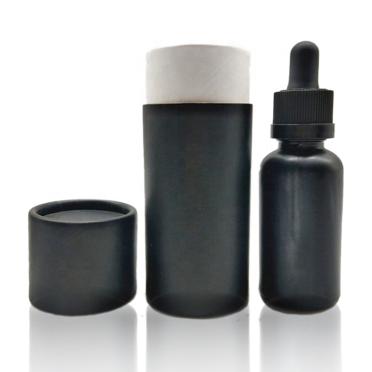30 ml Cosmetic Black Matte Glass Face Serum Essential Oii Dropper Bottles With Box
