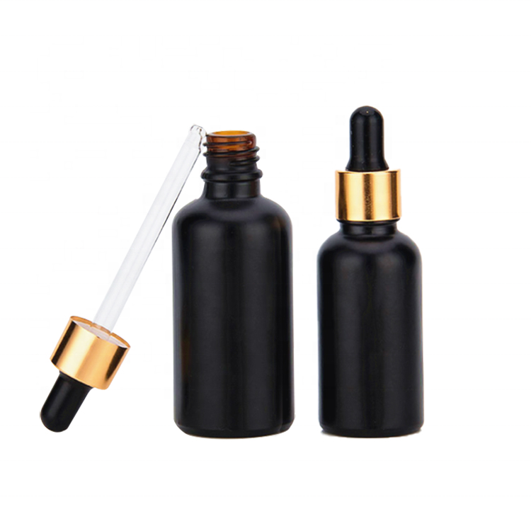 30 ml Cosmetic Black Matte Glass Face Serum Essential Oii Dropper Bottles With Box