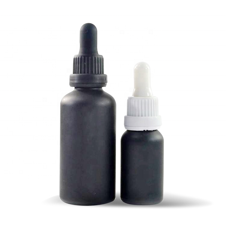 30 ml Cosmetic Black Matte Glass Face Serum Essential Oii Dropper Bottles With Box