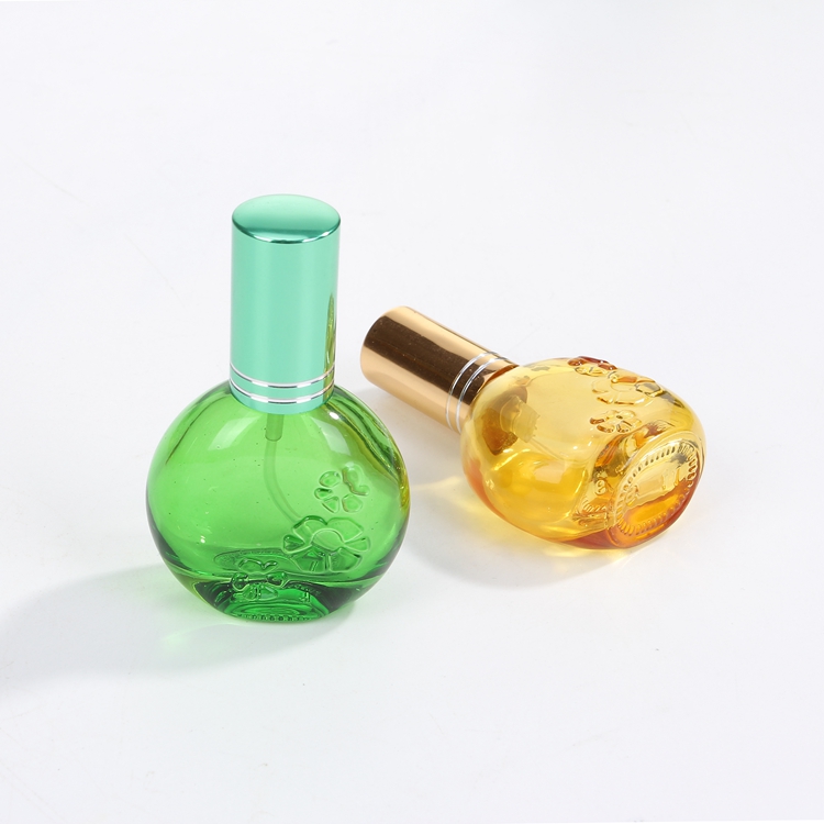 30 ml Custom red green yellow color painting spray perfume spray pump glass bottle with gold pump