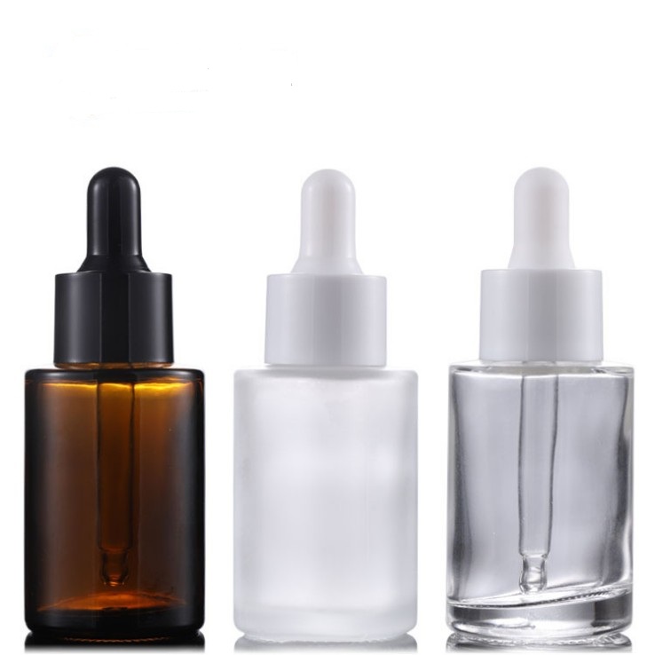 30 ml Glass Frosted Liquid Flat Top Dropper Bottle Essential Oil Serum Bottle with Dropper