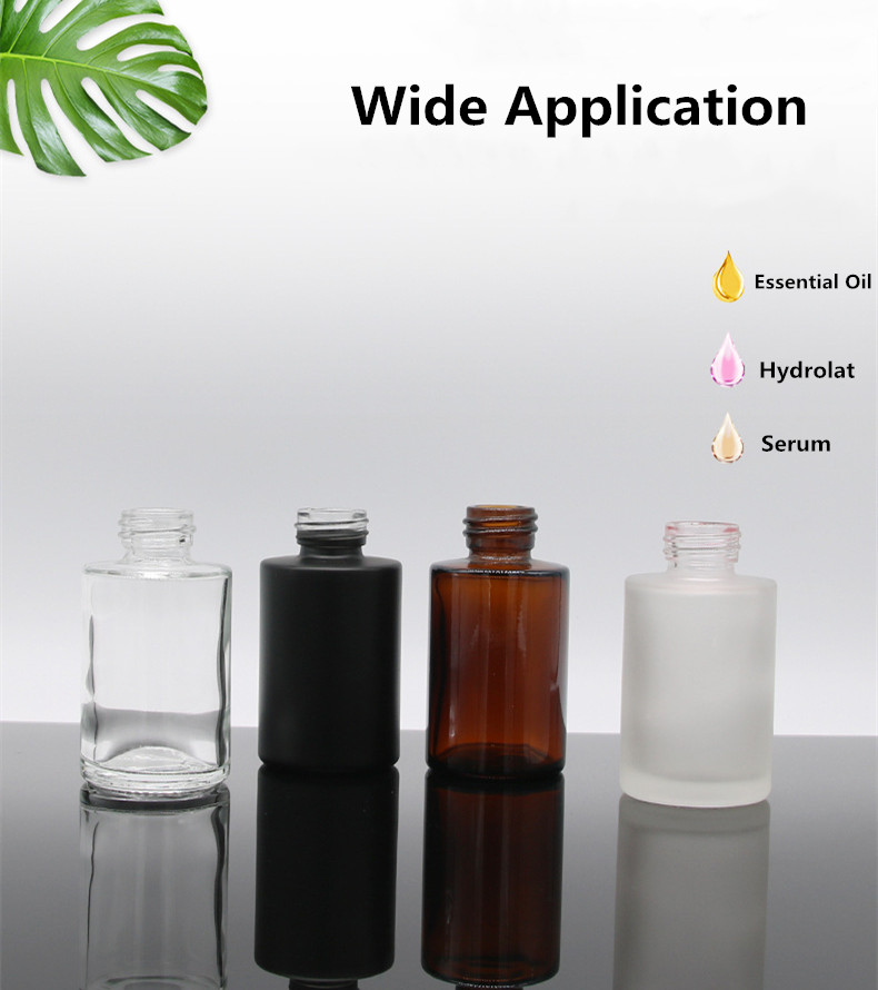30 ml Glass Frosted Liquid Flat Top Dropper Bottle Essential Oil Serum Bottle with Dropper