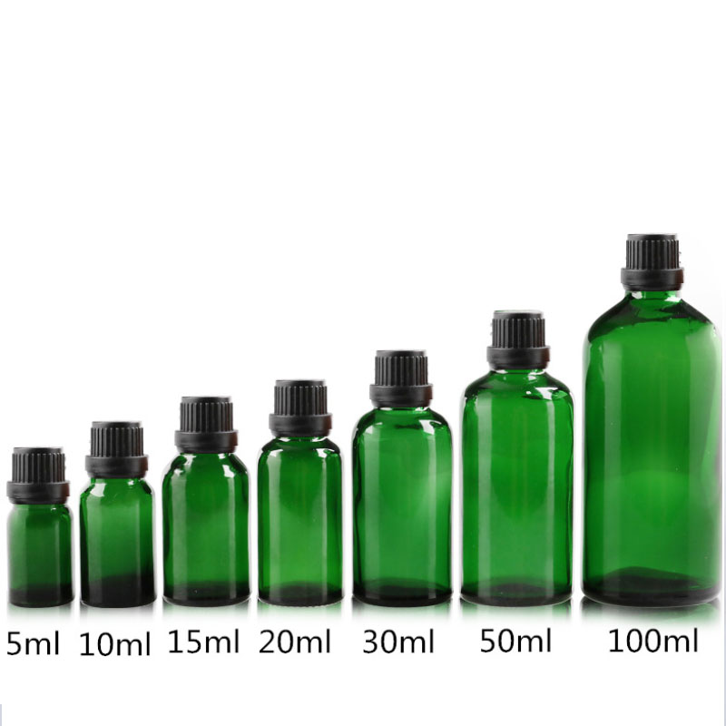 30 ml Glass Green Essential Oil Glass Dropper Bottle For Aroma With Child-Proof Cap