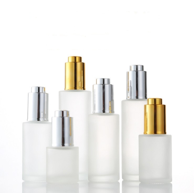 30 ml White Matte Press Luxury Push Button Gold Pipette Essential Oil Glass Bottle