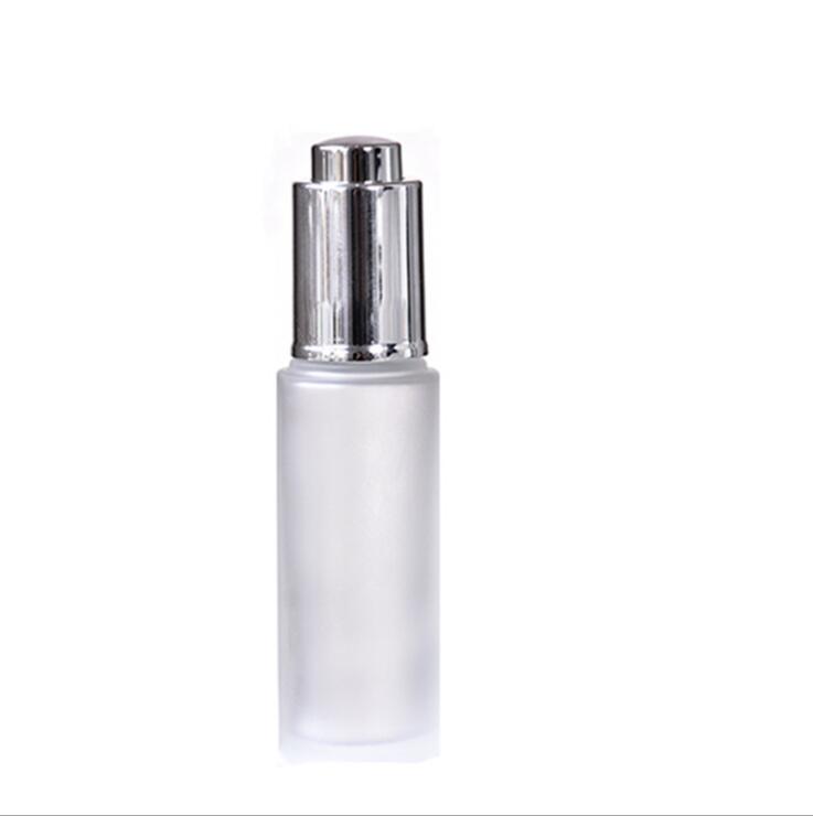 30 ml White Matte Press Luxury Push Button Gold Pipette Essential Oil Glass Bottle