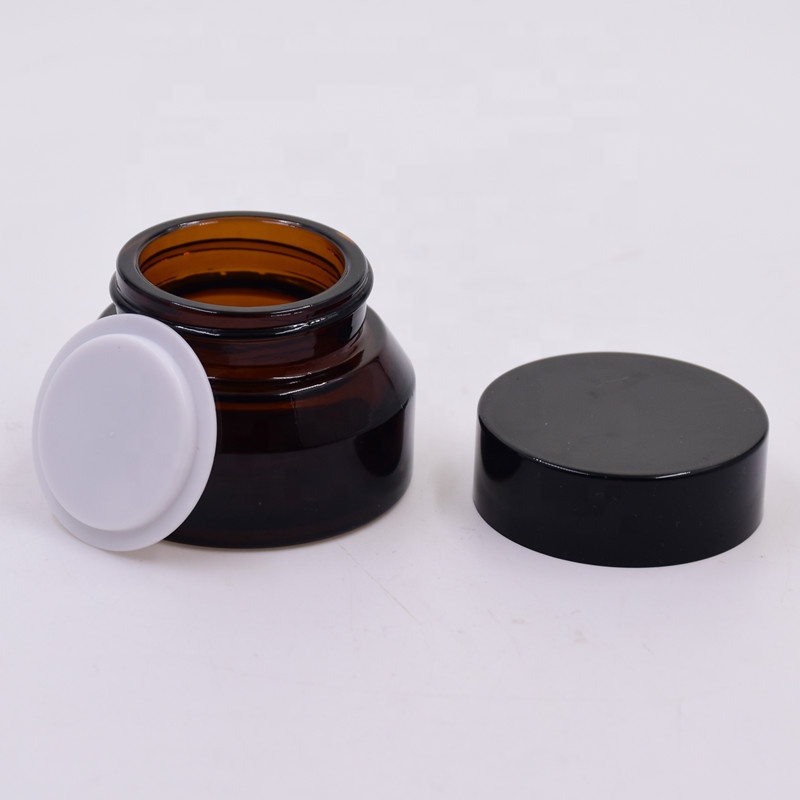 30 ml brown oblique shoulder skin care face cream cosmetic packing glass jar with black screw plastic smooth lid