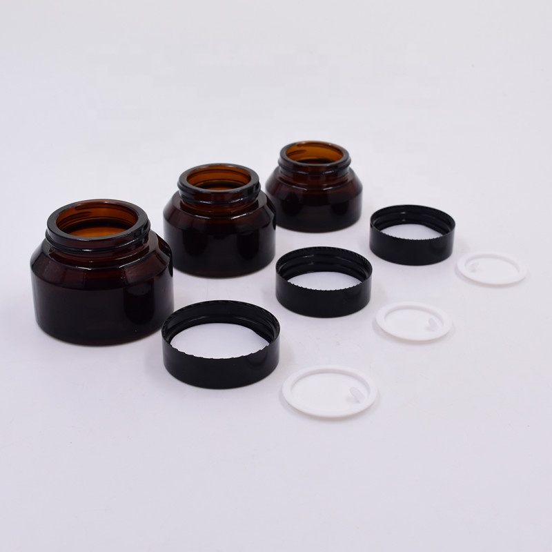 30 ml brown oblique shoulder skin care face cream cosmetic packing glass jar with black screw plastic smooth lid