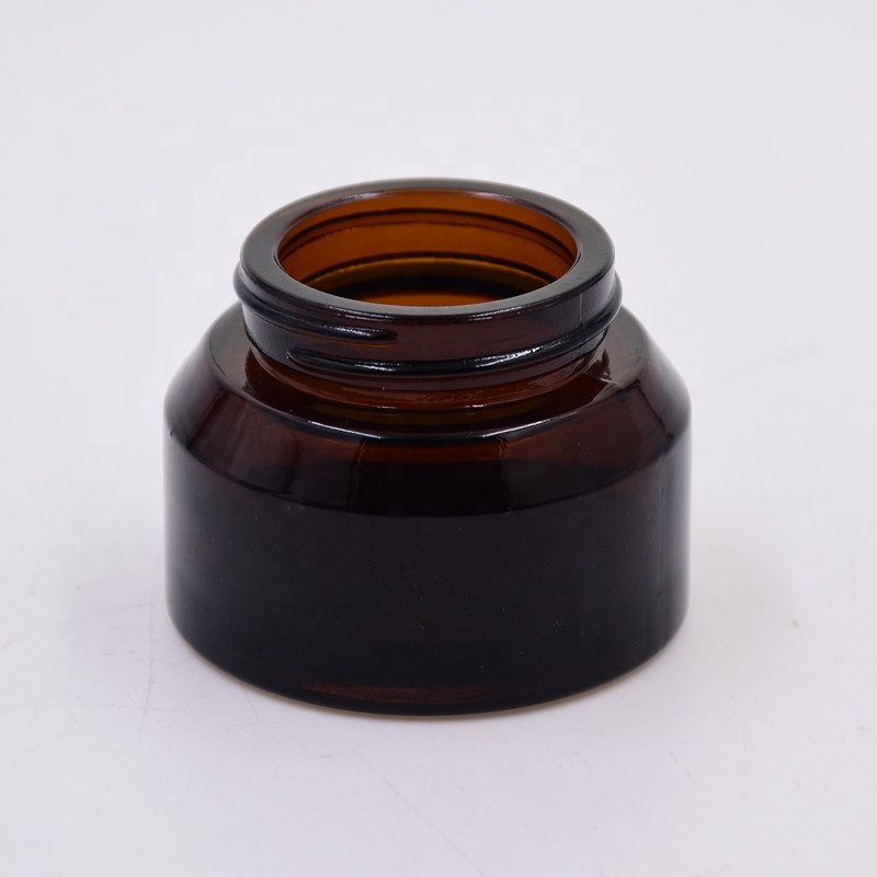 30 ml brown oblique shoulder skin care face cream cosmetic packing glass jar with black screw plastic smooth lid