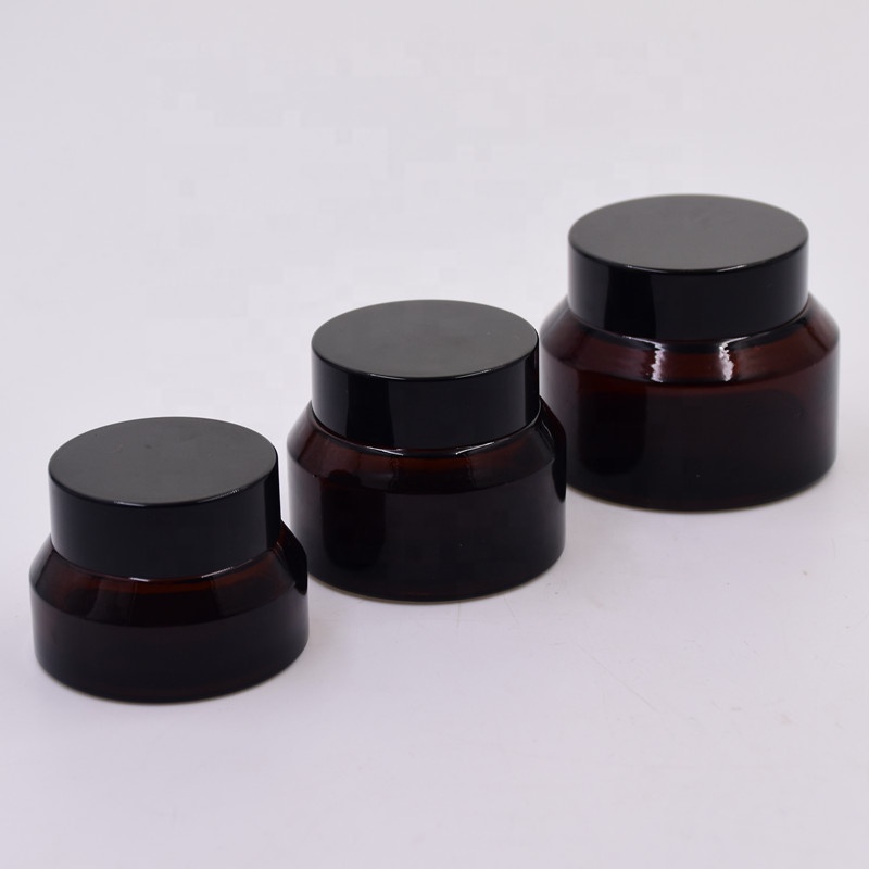 30 ml brown oblique shoulder skin care face cream cosmetic packing glass jar with black screw plastic smooth lid