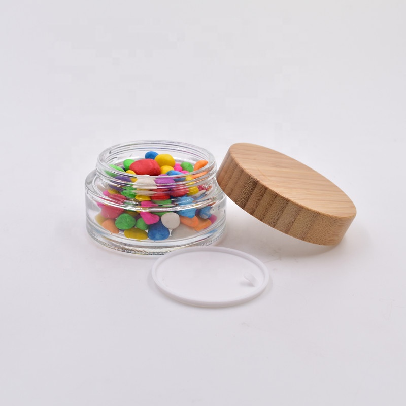 30 ml clear round personal skin care face cream cosmetic packing glass jar with screw bamboo lid
