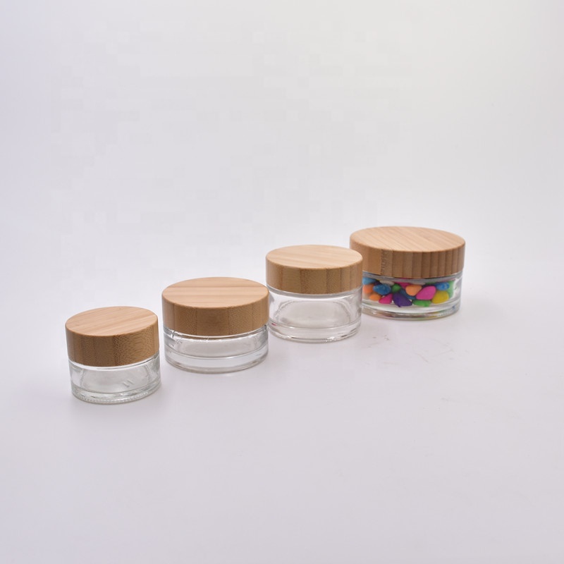 30 ml clear round personal skin care face cream cosmetic packing glass jar with screw bamboo lid