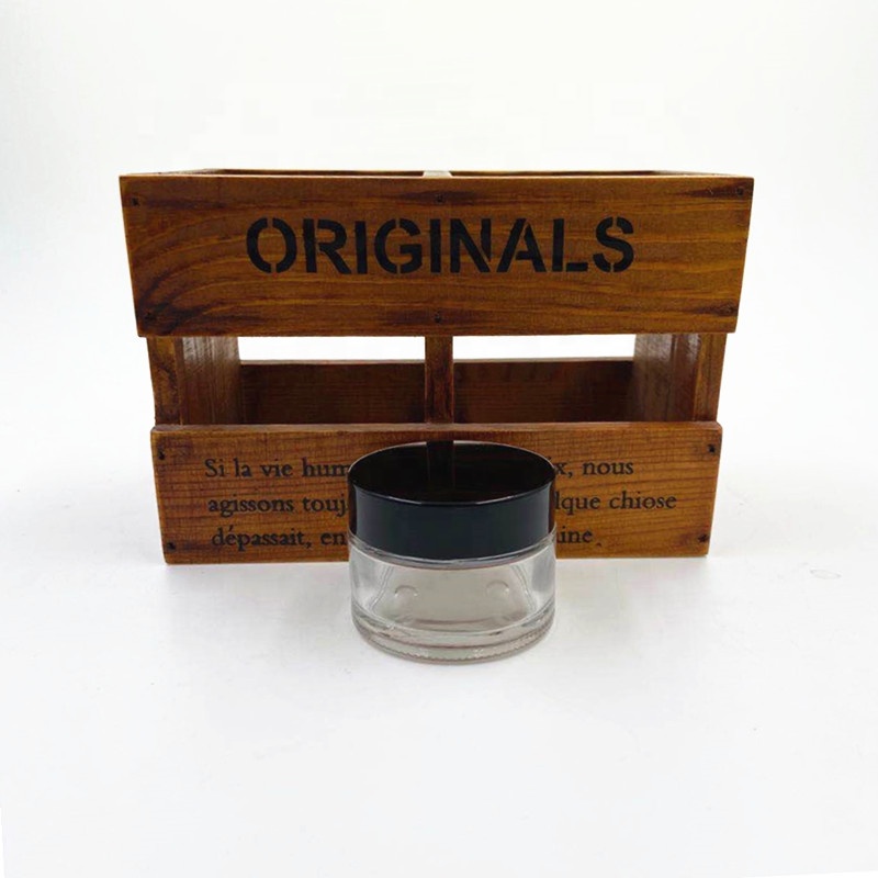 30 ml clear round straight personal skin care face cream cosmetic packing glass jar with black screw plastic smooth lid