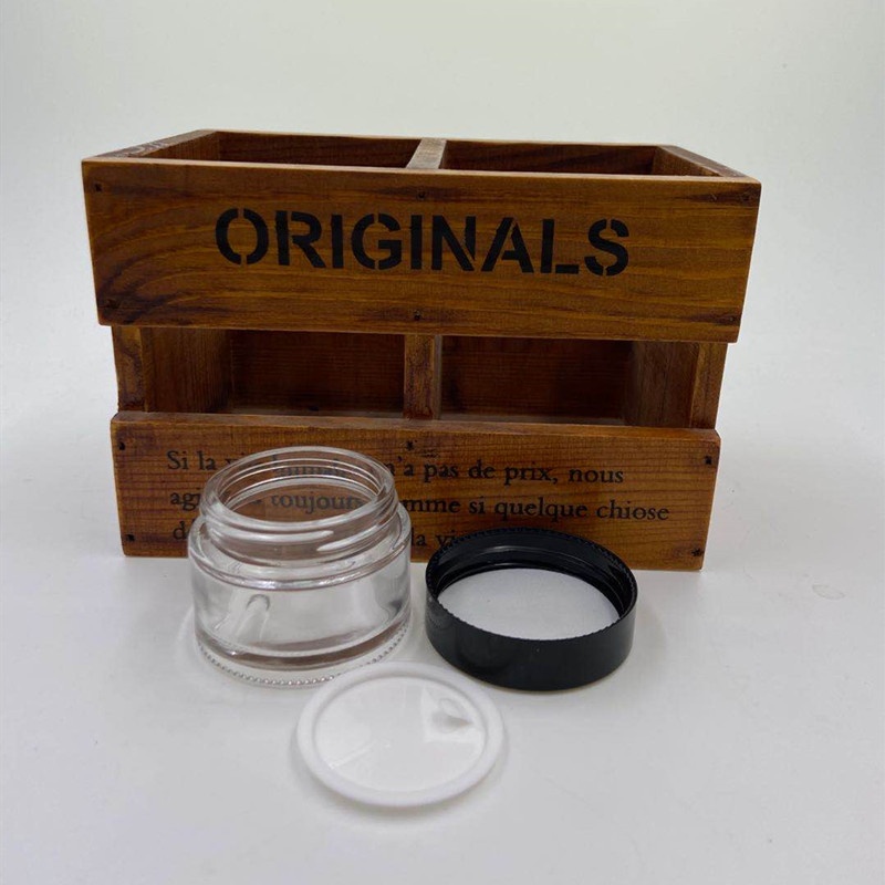 30 ml clear round straight personal skin care face cream cosmetic packing glass jar with black screw plastic smooth lid