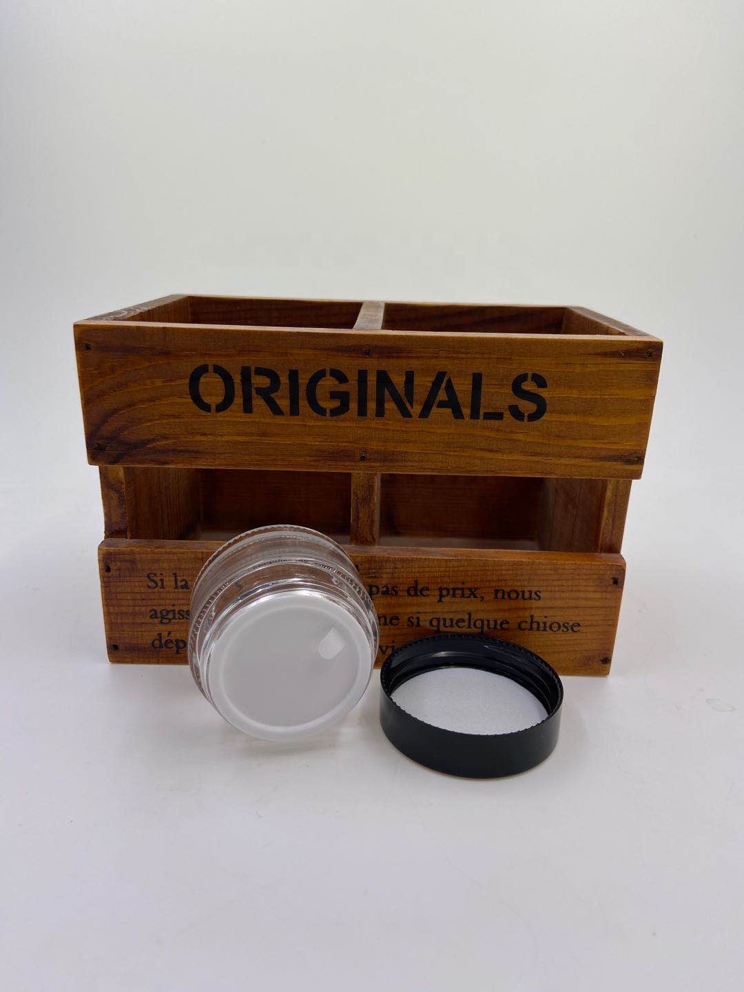30 ml clear round straight personal skin care face cream cosmetic packing glass jar with black screw plastic smooth lid